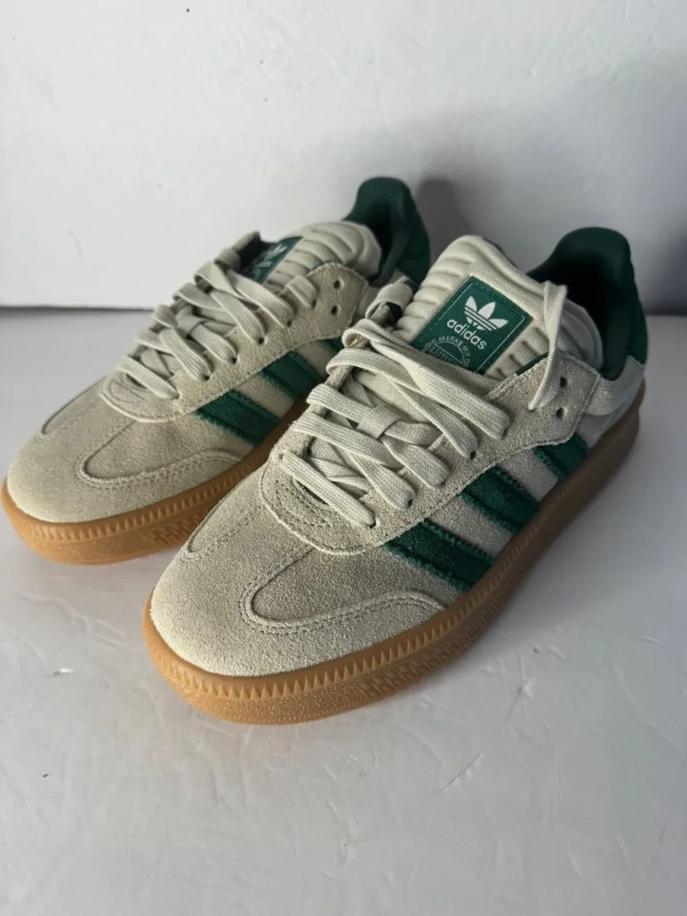 Adidas Samba XLG J Sneakers Putty Grey Collegiate Green Gum Boys US 7 EU 40 NIB